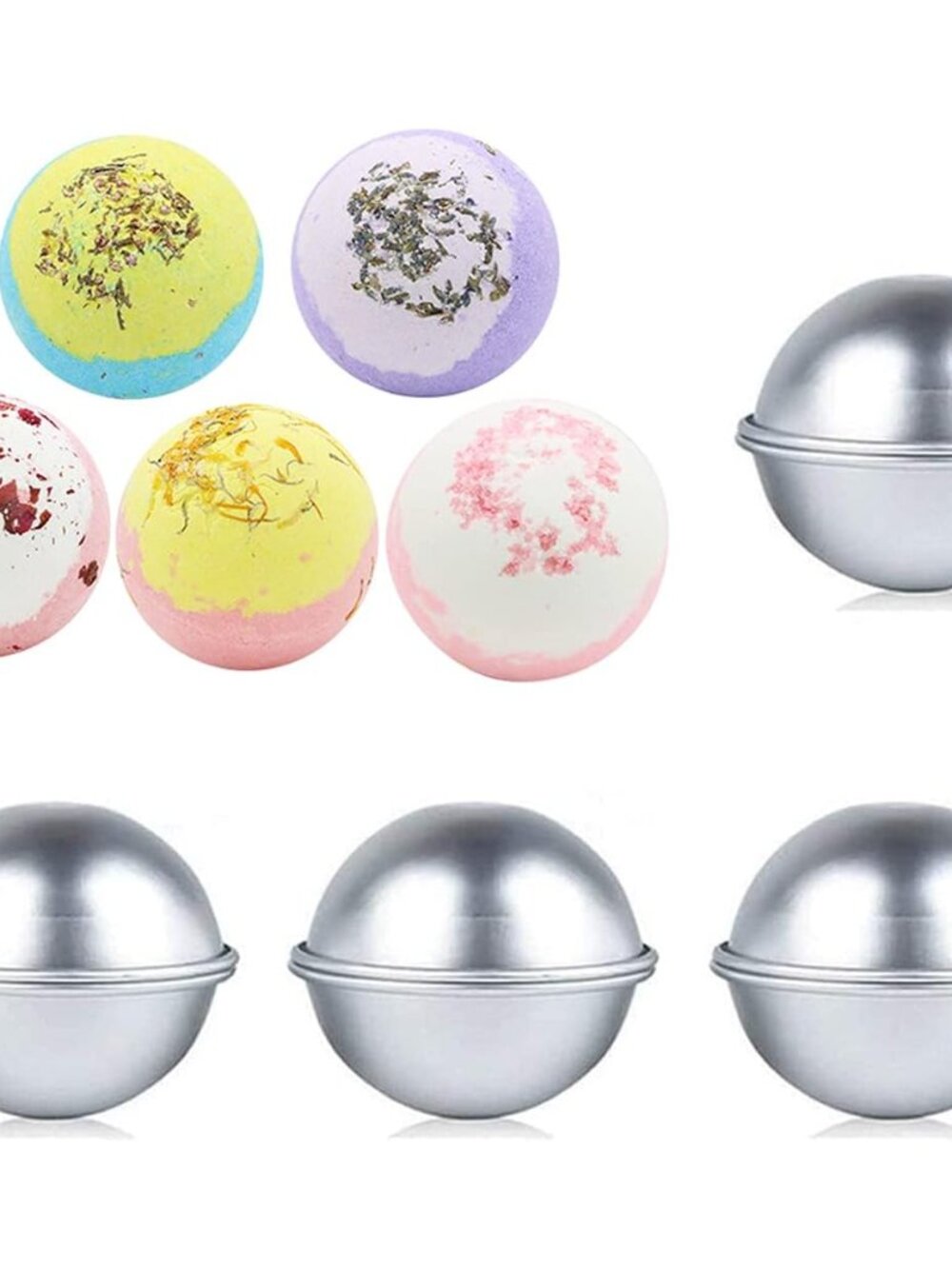 Bath Bomb Molds 4 Set 2.5 Inch, Bath Bomb Mold Kit 8 Pieces Bath Bombs Press, DI